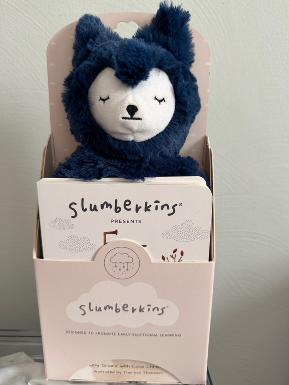 Slumberkins Navy Fox with Board Book and affirmation card